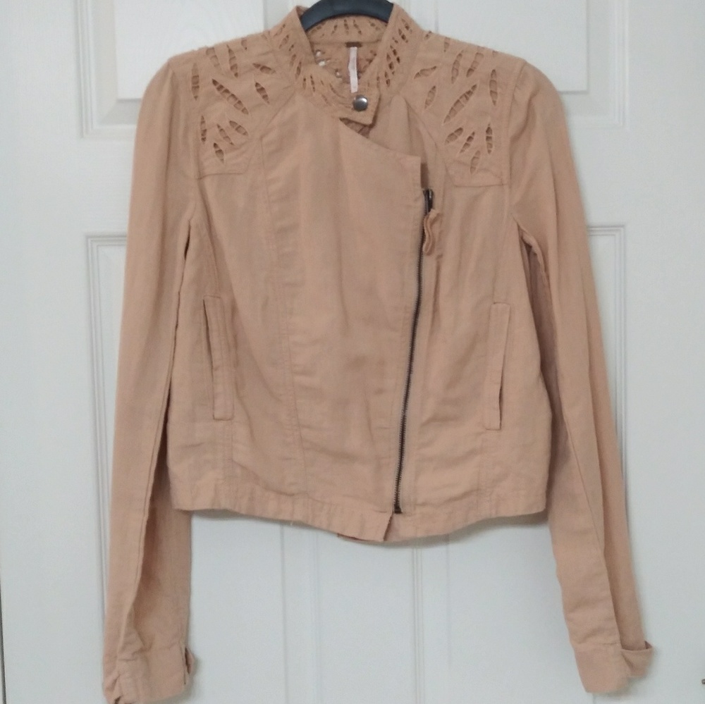 Free People Linen Lightweight Crop Embroidered